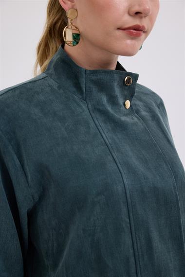 Gale Fermuarlı Geniş Patlı Etekli Takım ZÜMRÜT