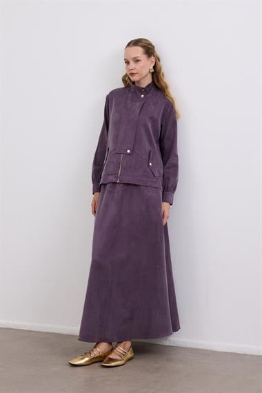Gale Fermuarlı Geniş Patlı Etekli Takım MOR