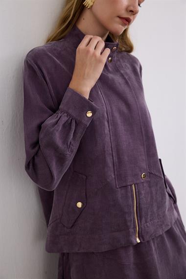 Gale Fermuarlı Geniş Patlı Etekli Takım MOR