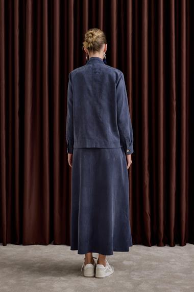 Gale Fermuarlı Geniş Patlı Etekli Takım LACİVERT