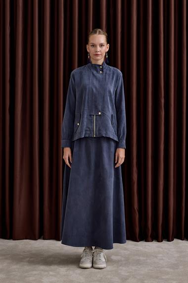 Gale Fermuarlı Geniş Patlı Etekli Takım LACİVERT