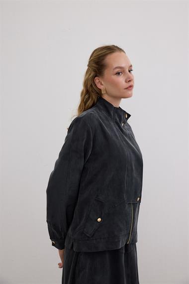 Gale Fermuarlı Geniş Patlı Etekli Takım SİYAH