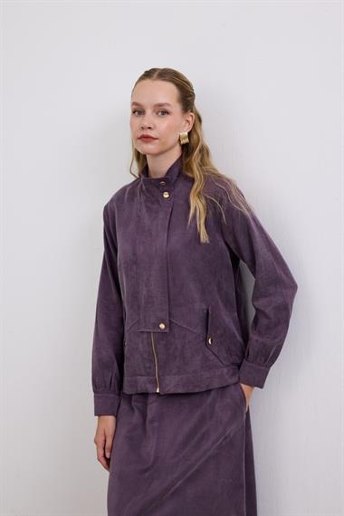 Gale Fermuarlı Geniş Patlı Etekli Takım MOR