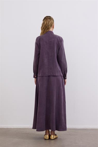 Gale Fermuarlı Geniş Patlı Etekli Takım MOR