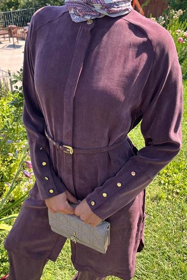 Gloria Geniş Manşetli Pantolonlu Takım MÜRDÜM