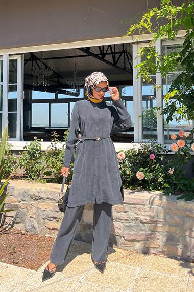 Gloria Geniş Manşetli Pantolonlu Takım SİYAH