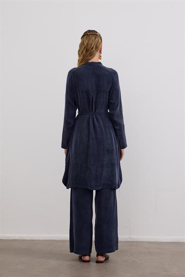 Gloria Geniş Manşetli Pantolonlu Takım LACİVERT