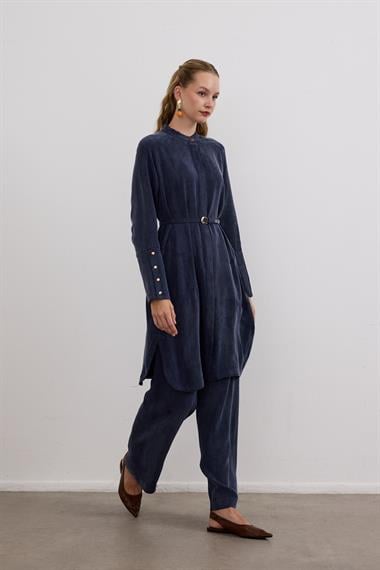 Gloria Geniş Manşetli Pantolonlu Takım LACİVERT