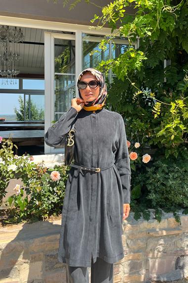 Gloria Geniş Manşetli Pantolonlu Takım SİYAH