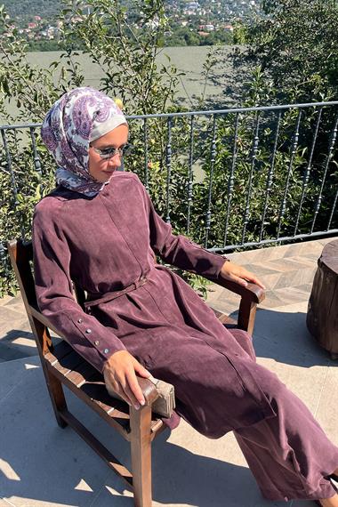 Gloria Geniş Manşetli Pantolonlu Takım MÜRDÜM