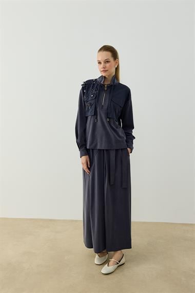 HAZEL ETEKLİ TAKIM LACİVERT