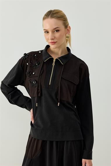 HAZEL ETEKLİ TAKIM SİYAH