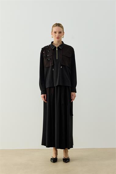 HAZEL ETEKLİ TAKIM SİYAH