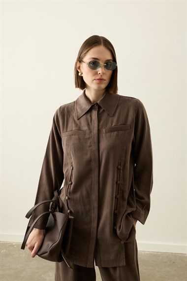 Henry Britli Lyocell Pantolonlu Takım KAHVERENGİ