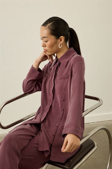 Henry Britli Lyocell Pantolonlu Takım MÜRDÜM