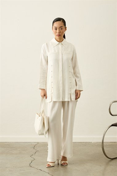 Henry Britli Lyocell Pantolonlu Takım BEYAZ