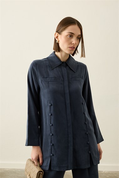 Henry Britli Lyocell Pantolonlu Takım LACİVERT