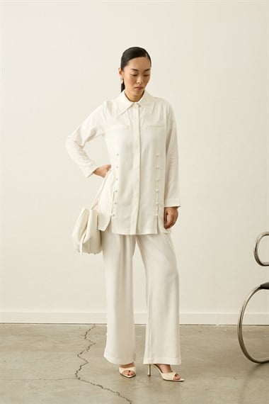 Henry Britli Lyocell Pantolonlu Takım BEYAZ