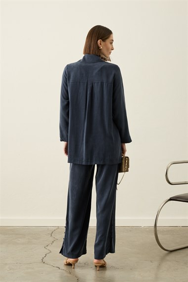 Henry Britli Lyocell Pantolonlu Takım LACİVERT