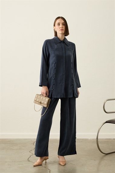 Henry Britli Lyocell Pantolonlu Takım LACİVERT