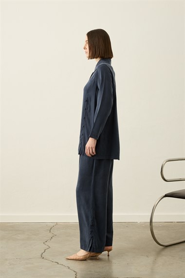 Henry Britli Lyocell Pantolonlu Takım LACİVERT