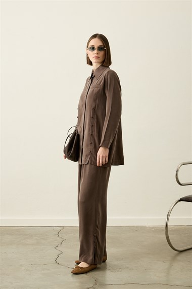 Henry Britli Lyocell Pantolonlu Takım KAHVERENGİ
