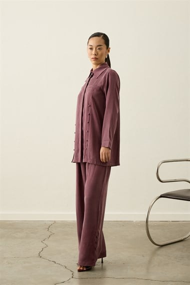 Henry Britli Lyocell Pantolonlu Takım MÜRDÜM