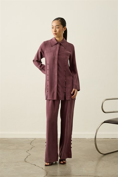 Henry Britli Lyocell Pantolonlu Takım MÜRDÜM