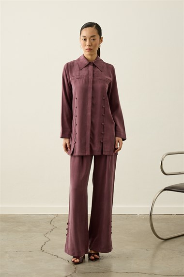 Henry Britli Lyocell Pantolonlu Takım MÜRDÜM