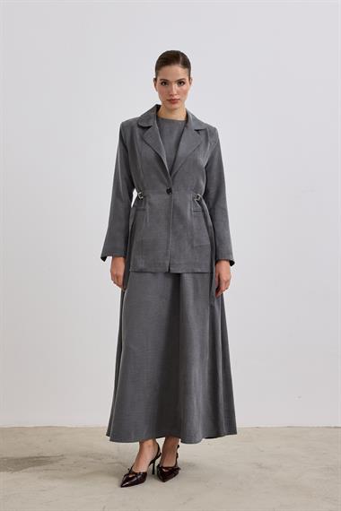 Ibıza Ceketli İçlik Elbiseli Takım GRİ