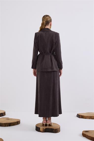 Ibıza Ceketli İçlik Elbiseli Takım KAHVERENGİ