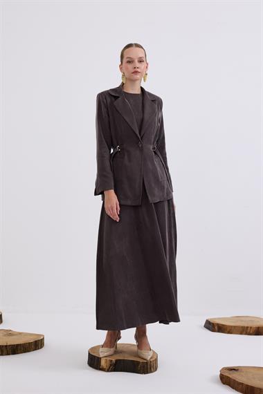 Ibıza Ceketli İçlik Elbiseli Takım KAHVERENGİ