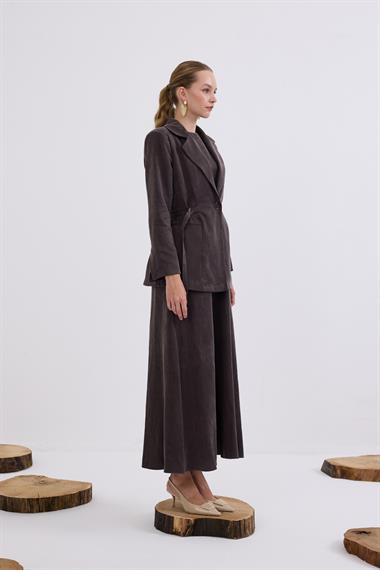 Ibıza Ceketli İçlik Elbiseli Takım KAHVERENGİ