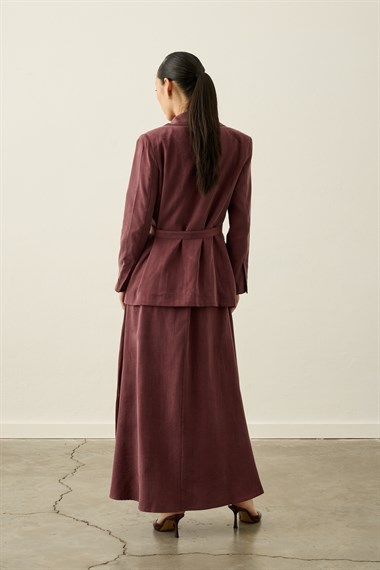 İbiza Ceketli Lyocell İçlik Elbiseli Takım MÜRDÜM