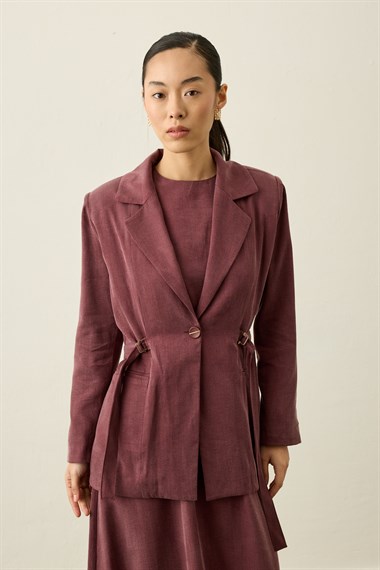 İbiza Ceketli Lyocell İçlik Elbiseli Takım MÜRDÜM