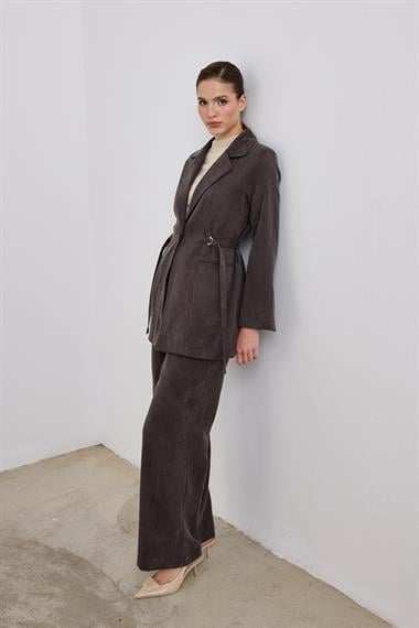 İbiza Ceketli Pantolonlu Takım KAHVERENGİ
