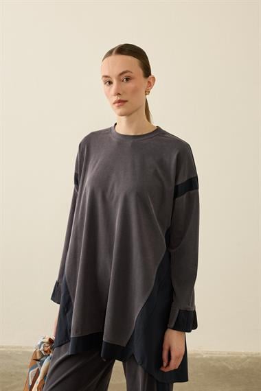 Icon Nervürlü Garni Kumaşlı Pantolonlu Takım LACİVERT