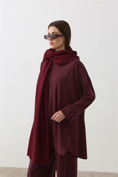 Icon Nervürlü Garni Kumaşlı Pantolonlu Takım MÜRDÜM