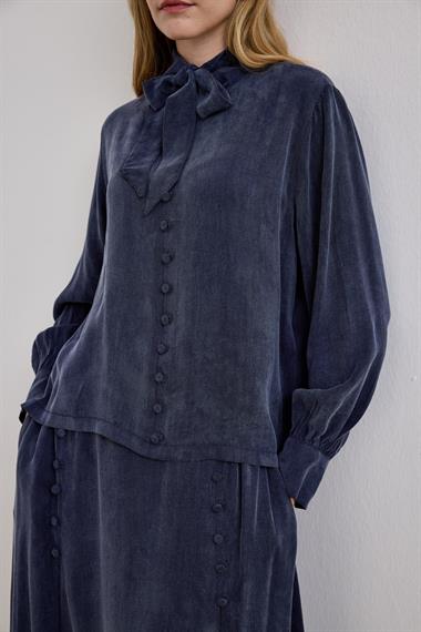 Jamila Britli Düğmeli Etekli Takım LACİVERT