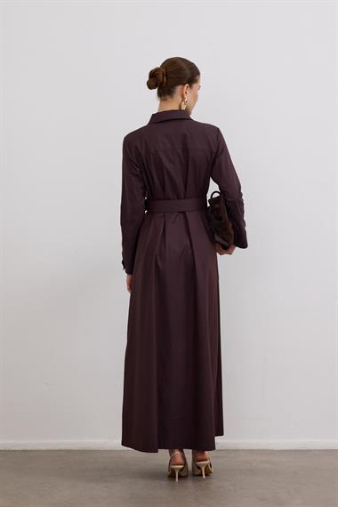 Ketty Fermuarlı Kemerli Elbise KAHVERENGİ