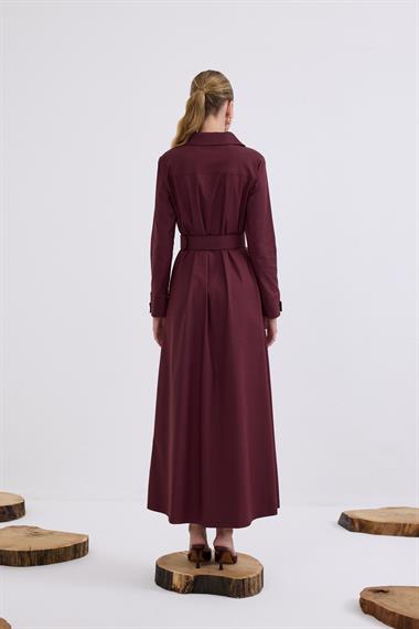 Ketty Fermuarlı Kemerli Elbise MÜRDÜM