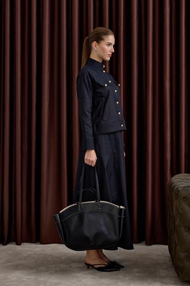 Lara Gold Düğmeli Cepli Etekli Takım LACİVERT