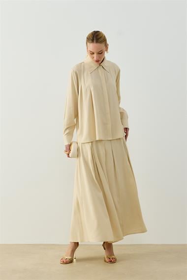 LIVA ETEKLİ TAKIM BEJ