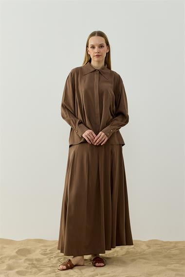 LIVA ETEKLİ TAKIM KAHVERENGİ