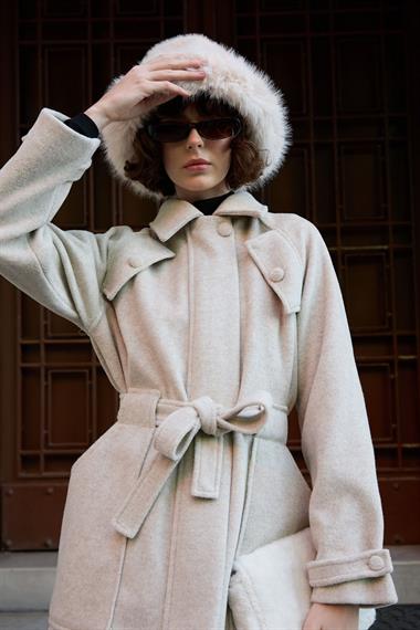 Lona Fermuarlı Büyük Cepli Kaban BEJ