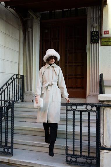 Lona Fermuarlı Büyük Cepli Kaban BEJ