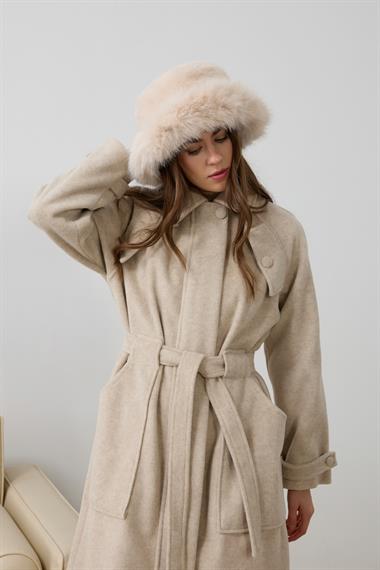 Lona Fermuarlı Büyük Cepli Kaban BEJ