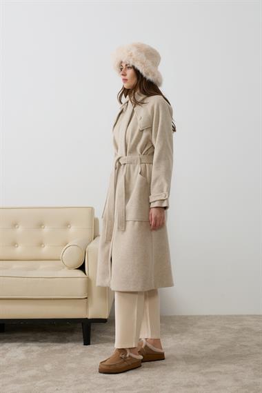 Lona Fermuarlı Büyük Cepli Kaban BEJ