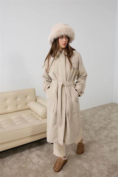 Lona Fermuarlı Büyük Cepli Kaban BEJ