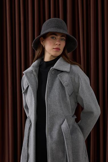 Lona Fermuarlı Büyük Cepli Kaban GRİ